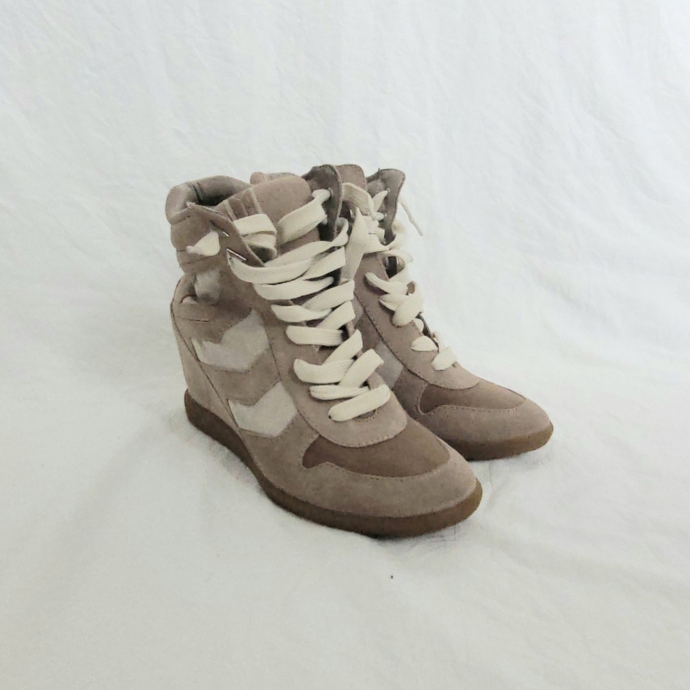 Sam Edelman Women's Tan Gray Wedged Sneakers (Size 7)